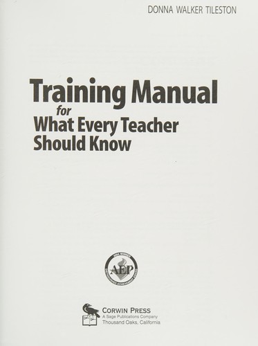Training Manual for What Every Teacher Should Know