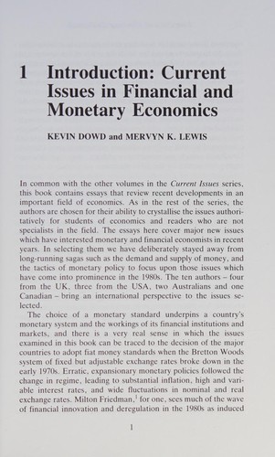 Current issues in financial and monetary economics