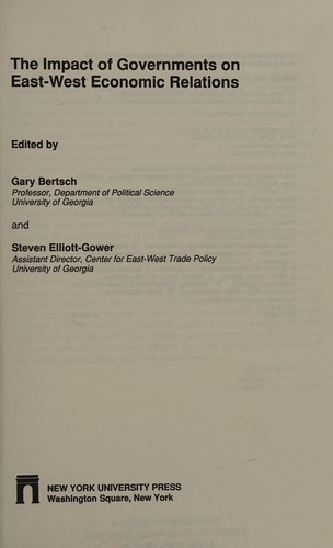 The Impact of Governments on East-West Economic Relations