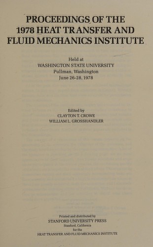 Proceedings of the 1978 Heat Transfer and Fluid Mechanics Institute