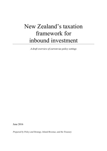 New Zealand’s Taxation Framework for Inbound Investment