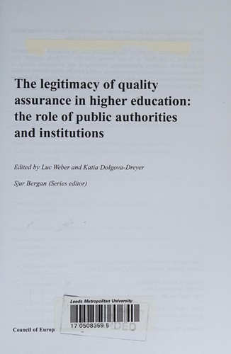 The Legitimacy of Quality Assurance in Higher Education