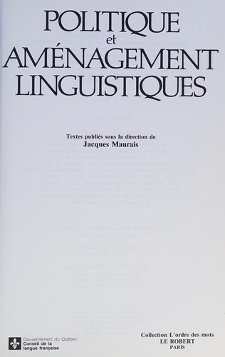Politique et aménagement linguistiques