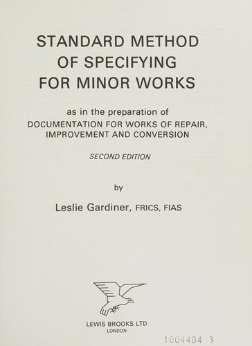 Standard method of specifying for minor works