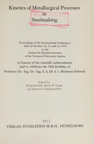 Kinetics of Metallurgical Processes in Steelmaking
