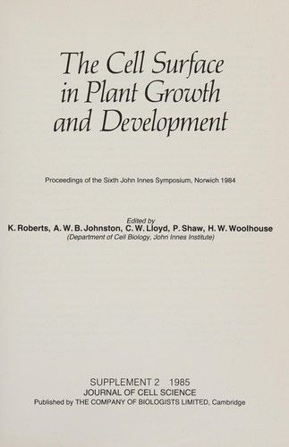 The Cell Surface in Plant Growth and Development