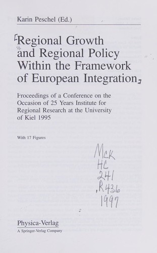 Regional growth and regional policy within the framework of European integration