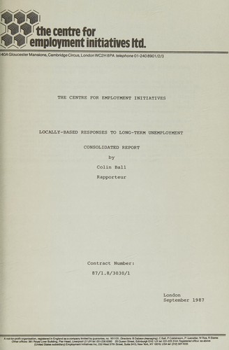 Locally-based responses to long-term unemployment