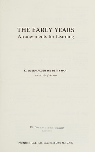 The Early Years: Arrangements for Learning