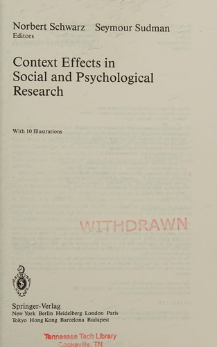 Context Effects in Social and Psychological Research