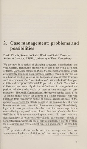 Care managers and care management