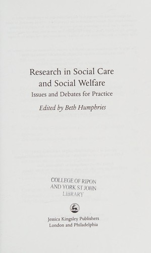 Research in Social Care and Social Welfare