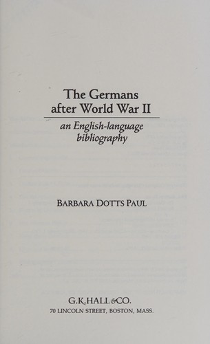 The Germans After World War II