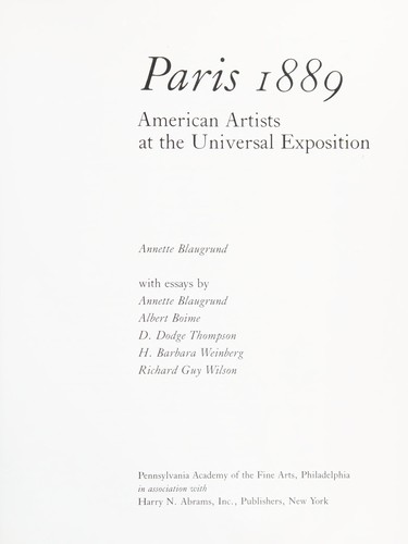 Paris 1889: American Artists at the Universal Exposition