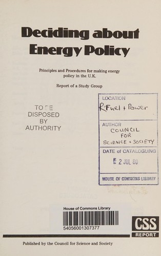 Deciding about energy policy