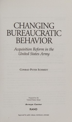 Changing Bureaucratic Behavior