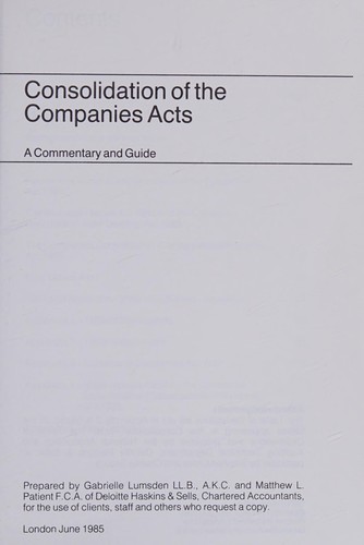 Consolidation of the Companies Acts