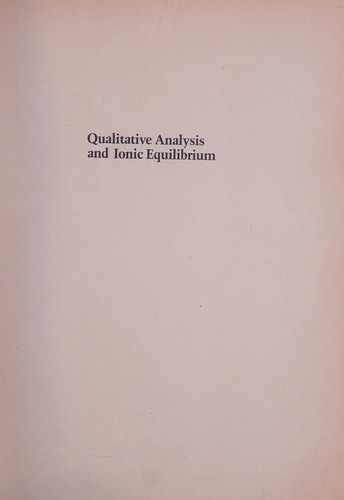 Qualitative analysis and ionic equilibrium