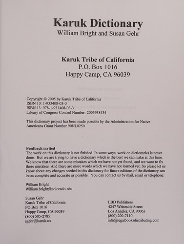 Karuk Dictionary