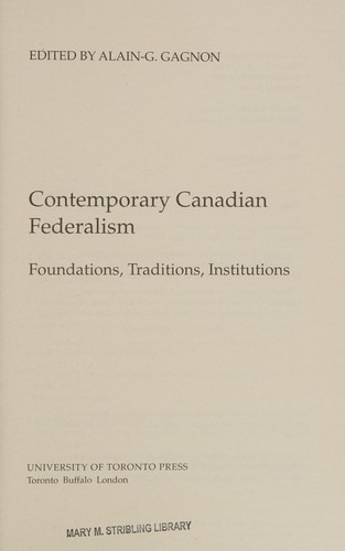Contemporary Canadian Federalism