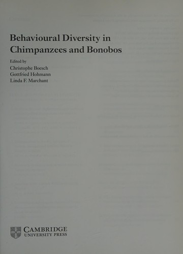 Behavioural Diversity of Chimpanzees and Bonobos