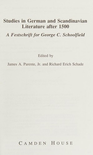 Studies in German and Scandinavian Literature after 1500