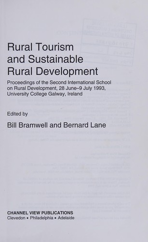 Rural Tourism and Sustainable Rural Development