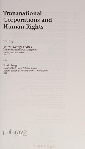 TRANSNATIONAL CORPORATIONS AND HUMAN RIGHTS; ED. BY JEDRZEJ GEORGE FRYNAS