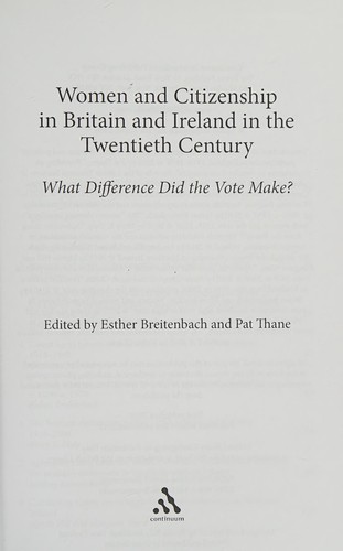 Women and Citizenship in Britain and Ireland in the Twentieth Century