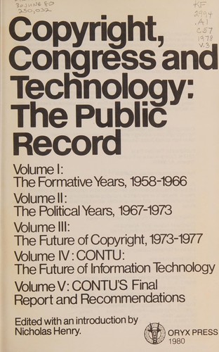 Copyright, Congress, and Technology
