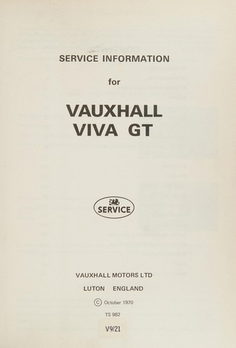 Service information for Vauxhall Viva GT