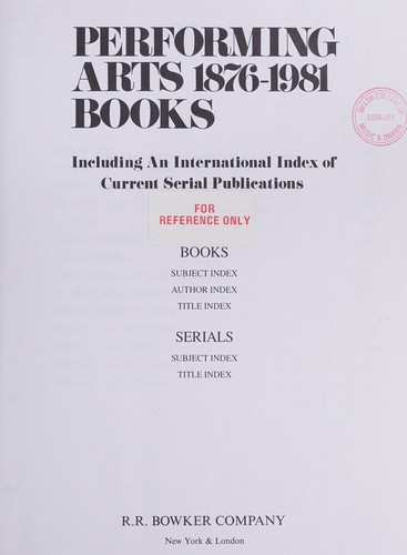 Performing Arts Books, 1876-1981