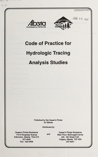 Code of Practice for Hydrologic Tracing Analysis Studies