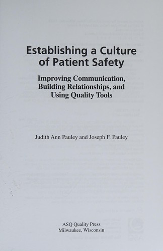 Establishing a Culture of Patient Safety