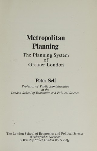 Metropolitan planning: the planning system of Greater London