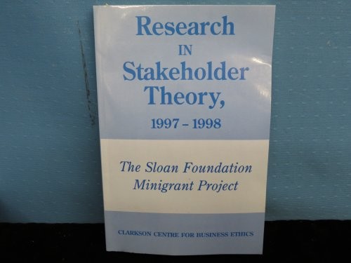 Research in stakeholder theory, 1997-1998