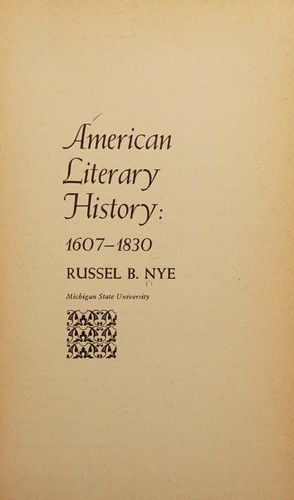 American Literary History: 1607-1830