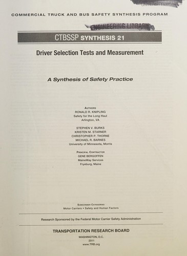Driver Selection Tests and Measurement