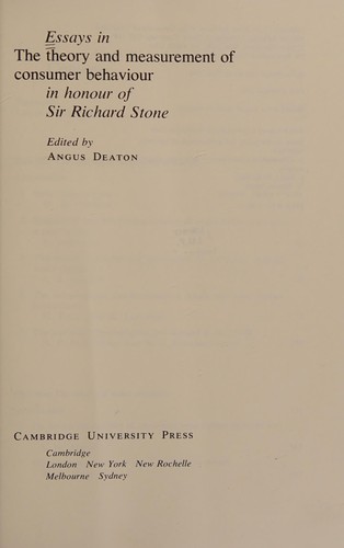 Essays in the theory and measurement of consumer behaviour