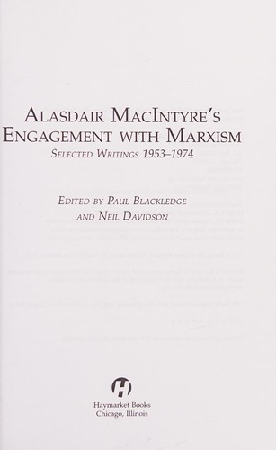 Alasdair MacIntyre's Engagement with Marxism