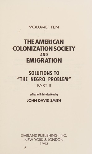 The American Colonization Society and Emigration