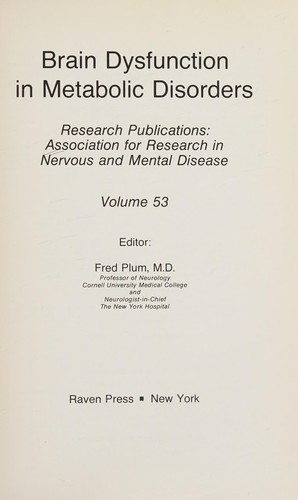 Brain dysfunction in metabolic disorders