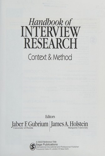 Handbook of interview research