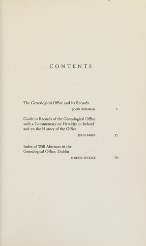 Guide to the Genealogical Office, Dublin