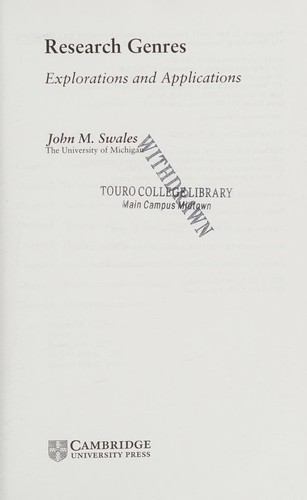 Research Genres: Explorations and Applications