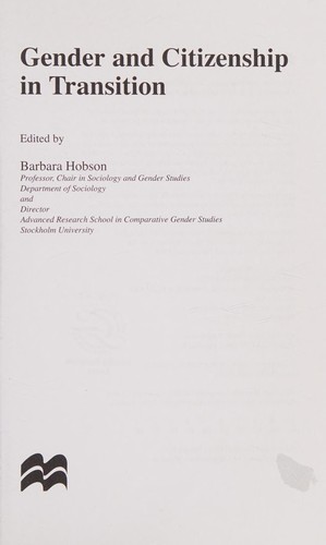 Gender and citizenship in transition