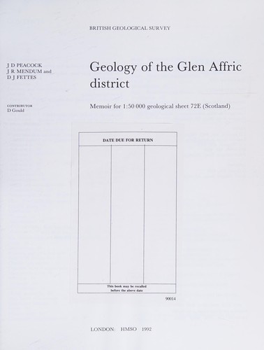 Geology of the Glen Affric District