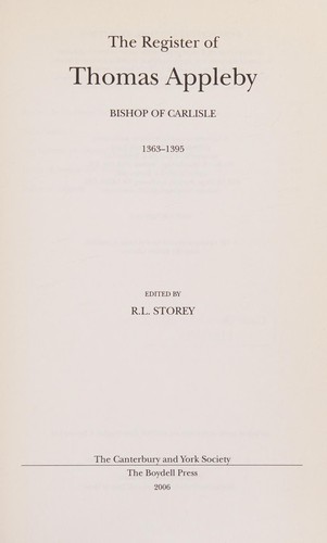 The Register of Thomas Appleby, Bishop of Carlisle, 1363-1395