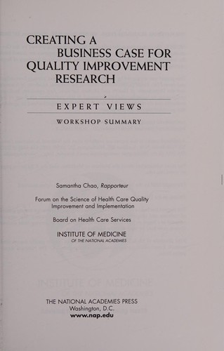 Creating a Business Case for Quality Improvement Research
