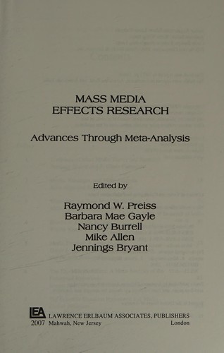 Mass Media Effects Research